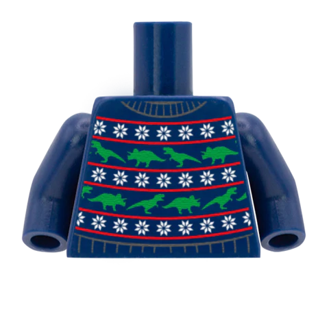 Cute Dino Christmas Jumper - Custom Design Minifigure Torso