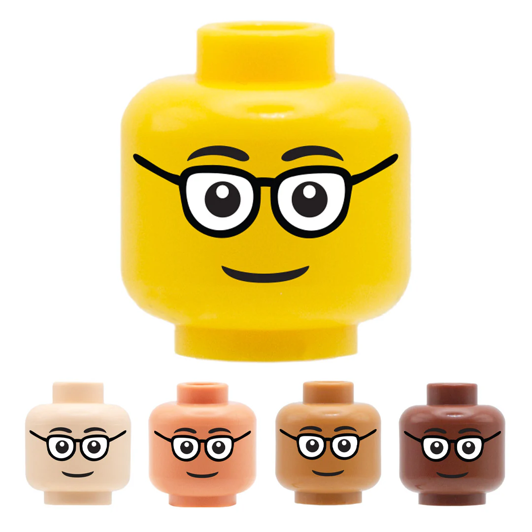 Cute Smile Glasses - Custom Printed Minifigure Head