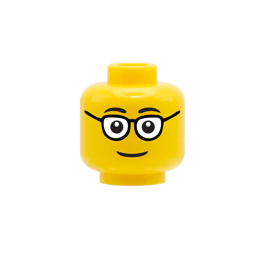 Cute Smile Glasses - Custom Printed Minifigure Head - Image 2