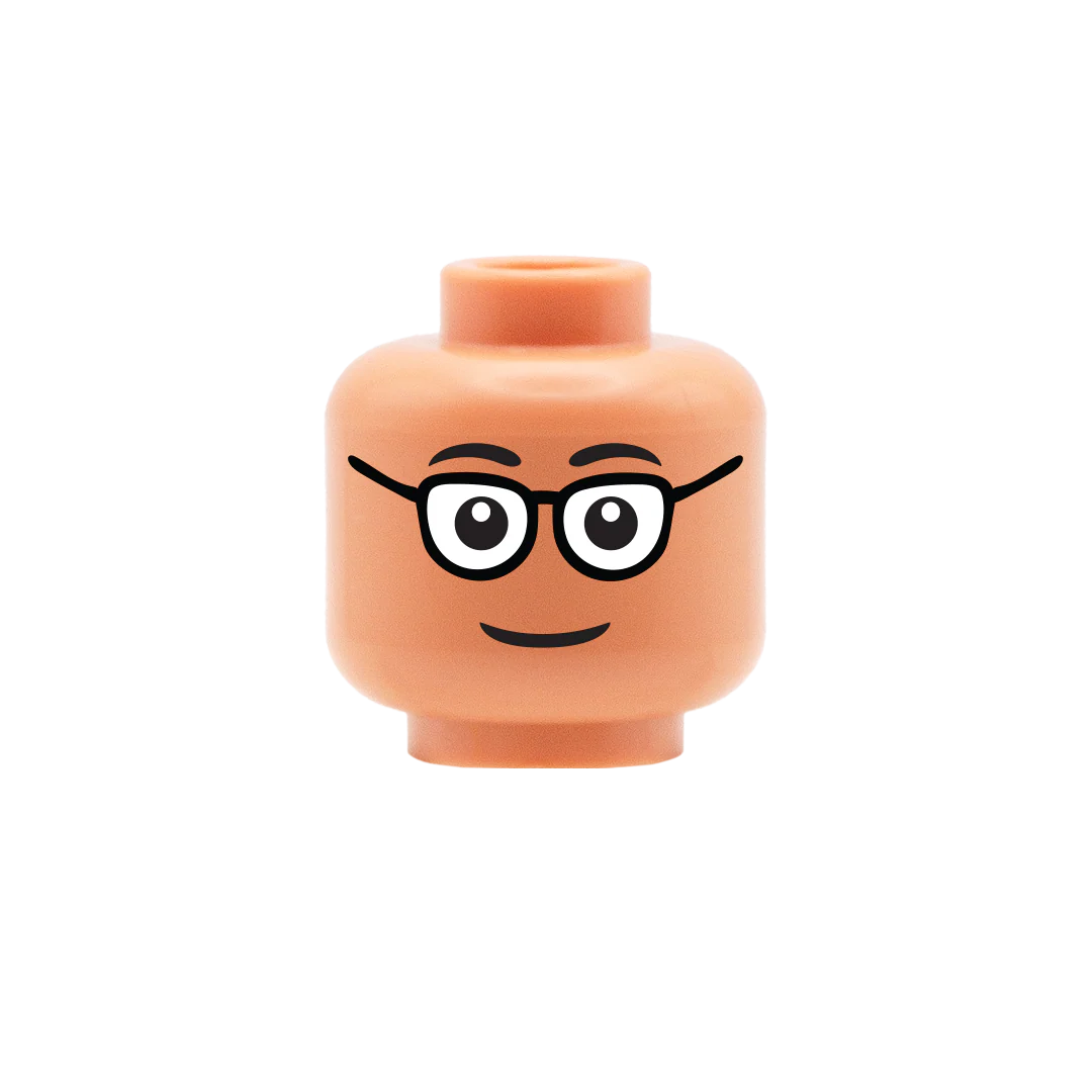 Cute Smile Glasses - Custom Printed Minifigure Head - Image 4