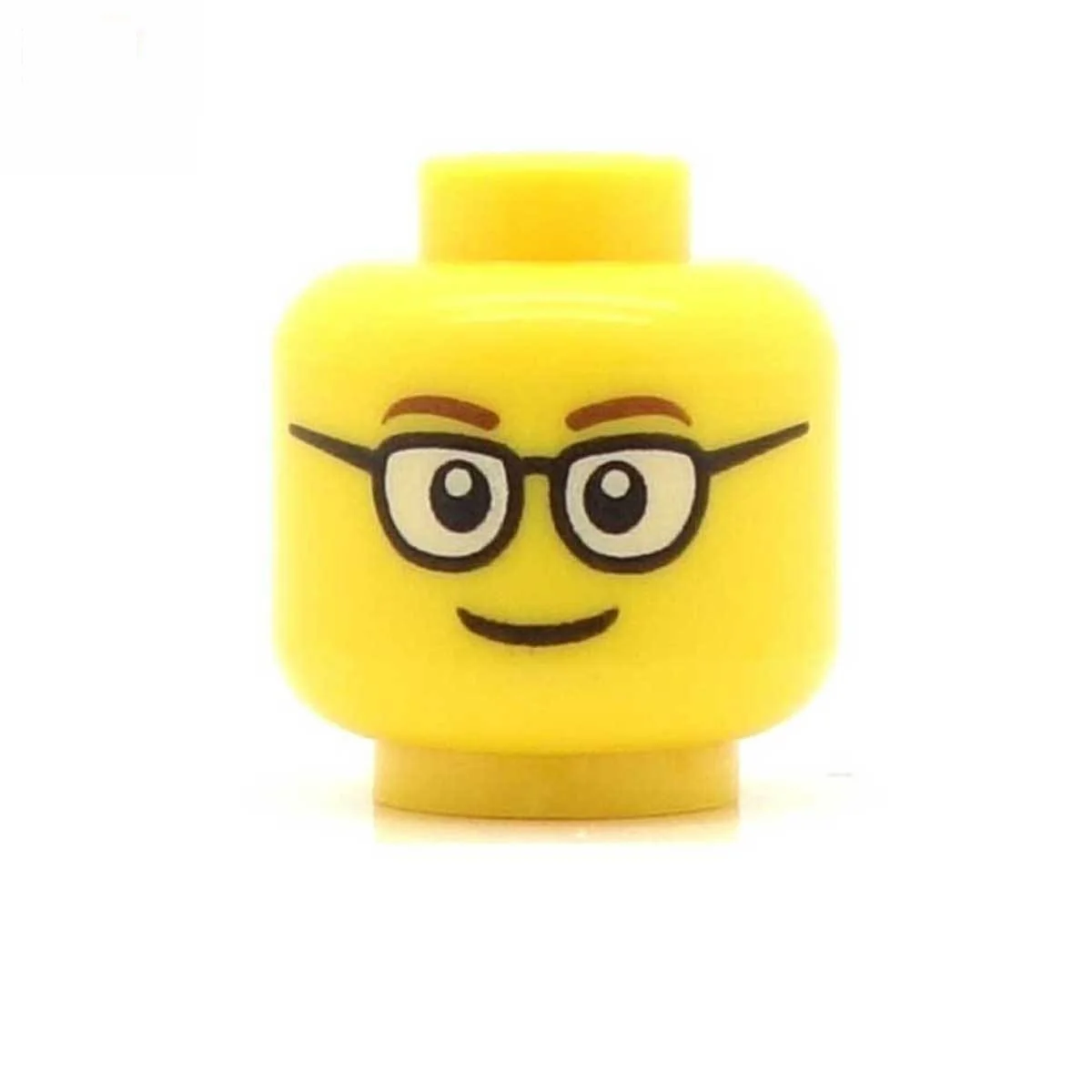Nerdy Glasses Brown Eyebrows (Yellow Skin Tone) - LEGO Minifigure Head