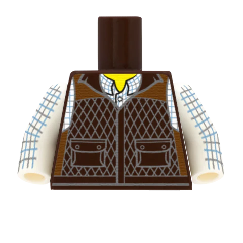 Dark Brown Farmer Gilet - Custom Design Minifigure Torso