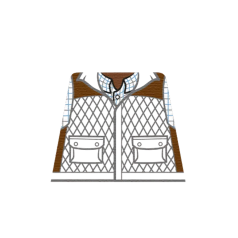Dark Brown Farmer Gilet - Custom Design Minifigure Torso - Image 6