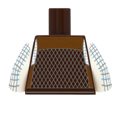 Dark Brown Farmer Gilet - Custom Design Minifigure Torso - Image 7