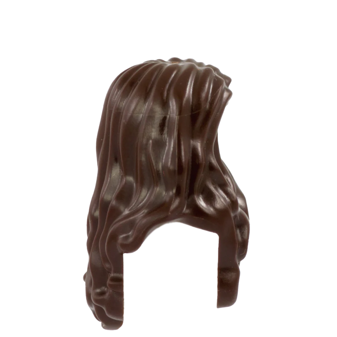 Dark Brown Long Curly Over the Shoulder (covers design on front & back) - LEGO Minifigure Hair - Image 3