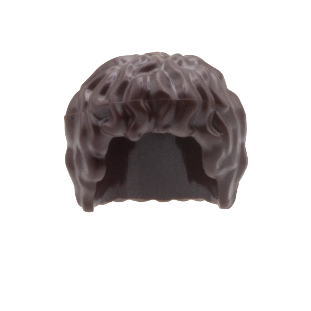 Dark Brown Mid Length Messy Hair - LEGO Minifigure Hair