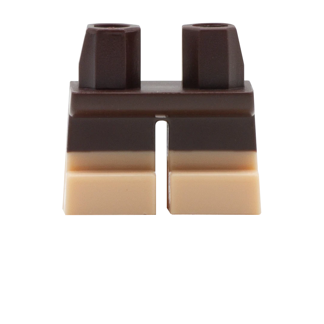 Dark Brown Short Legs (Light Flesh Feet) - LEGO Minifigure Legs