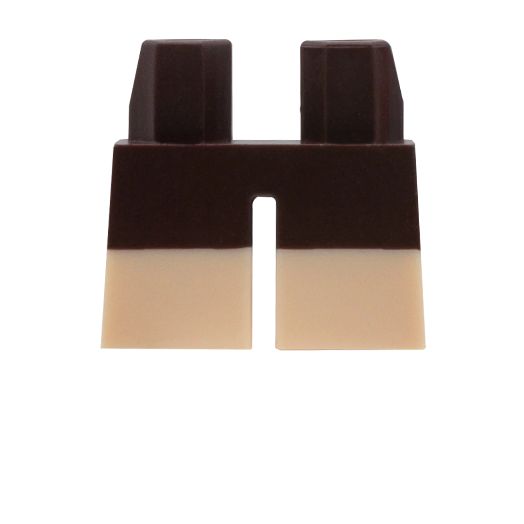 Dark Brown Short Legs (Light Flesh Feet) - LEGO Minifigure Legs - Image 2