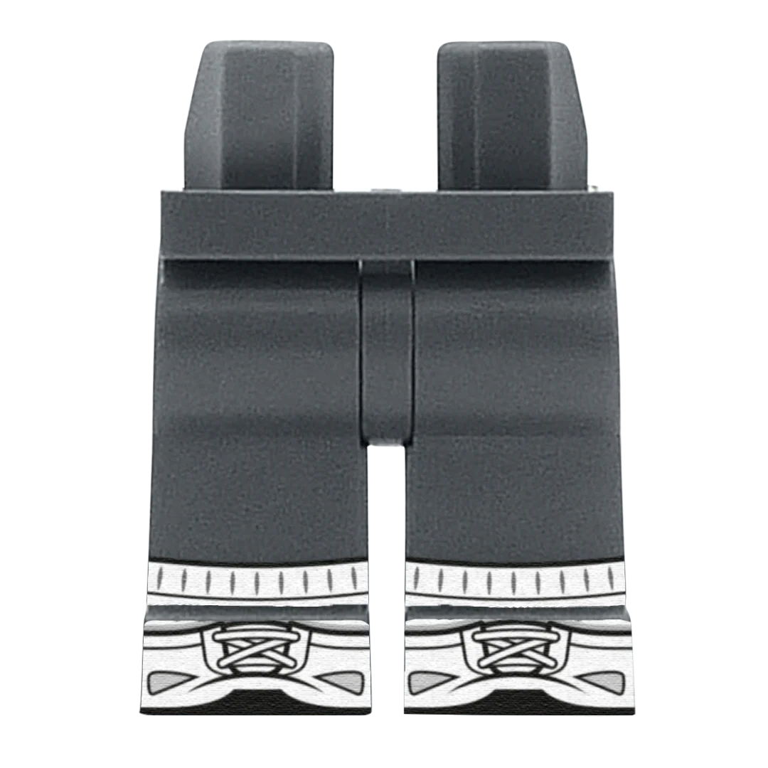 Dark Grey Trousers With White Socks - Custom Printed Minifigure Legs
