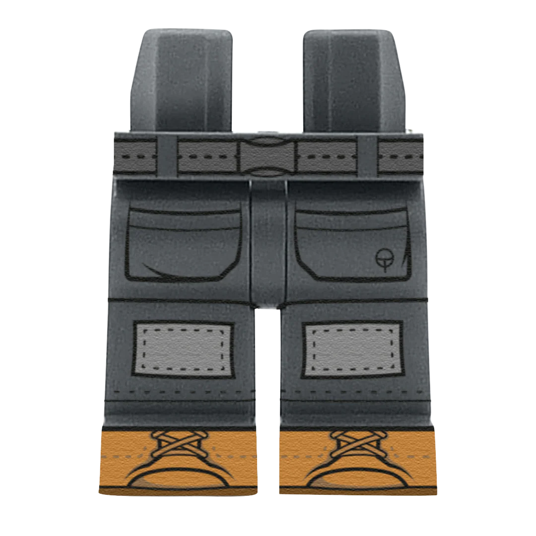 Dark Grey Work Trousers - Custom Printed Minifigure Legs