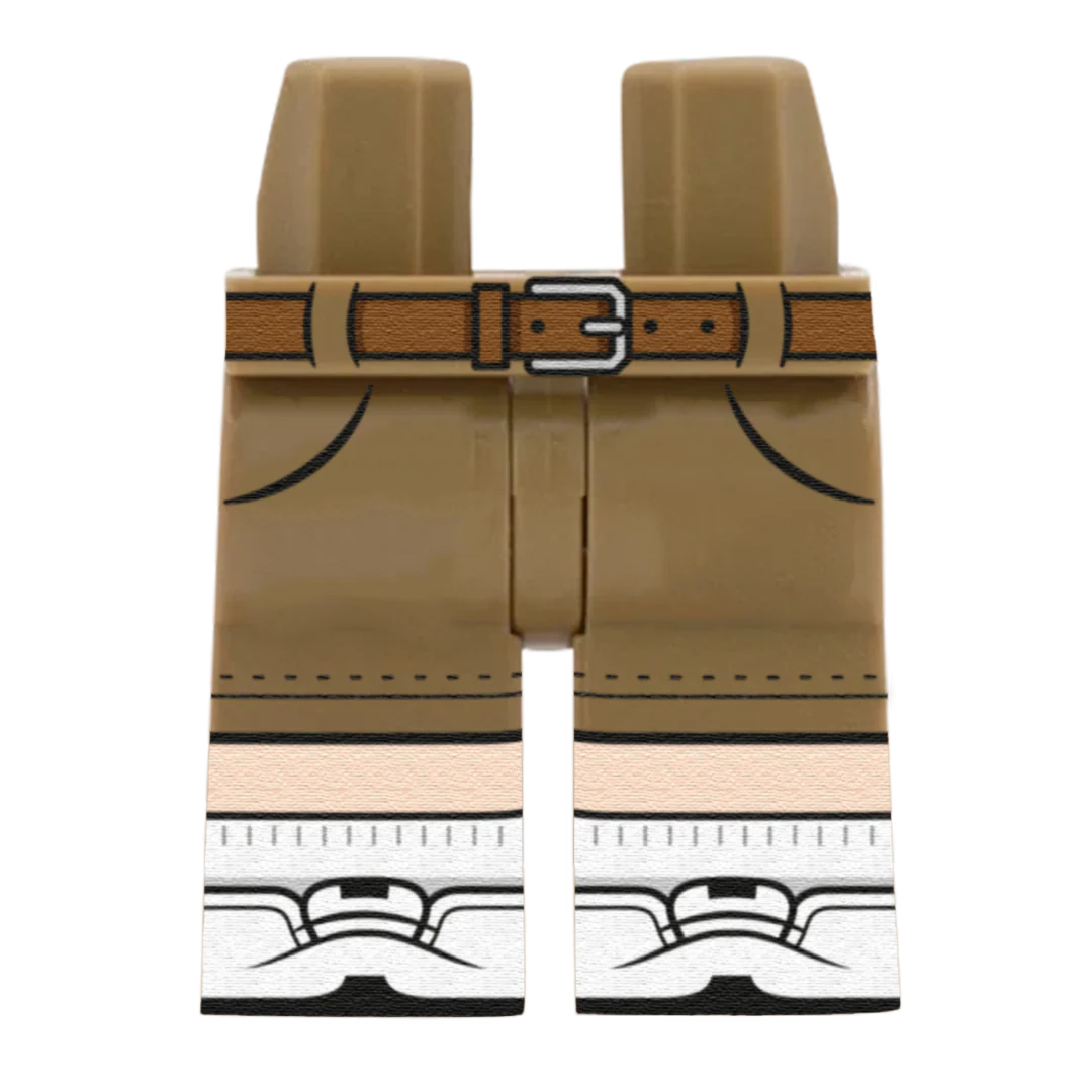 Dark Tan Chino Shorts With White Trainers – Custom Printed Legs - Image 2