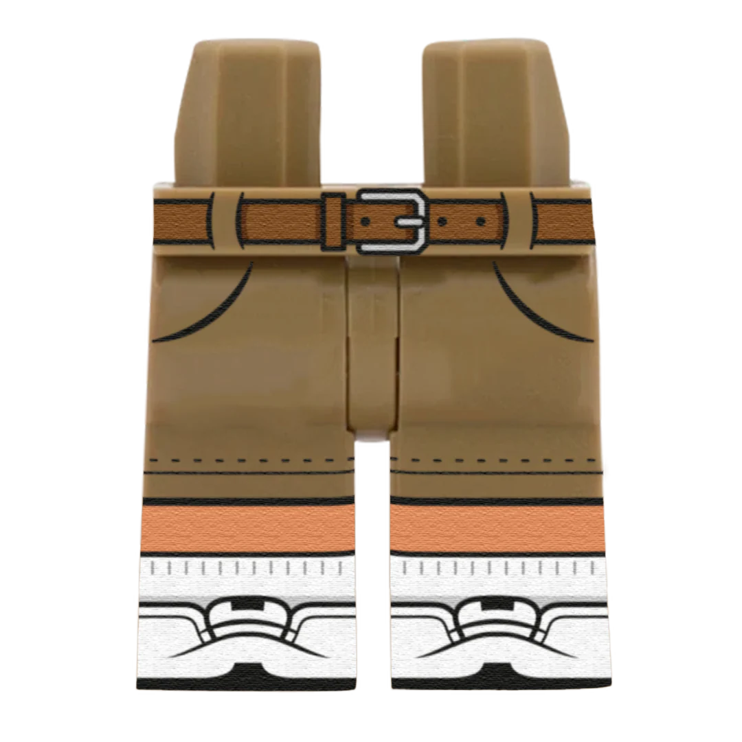 Dark Tan Chino Shorts With White Trainers – Custom Printed Legs - Image 3