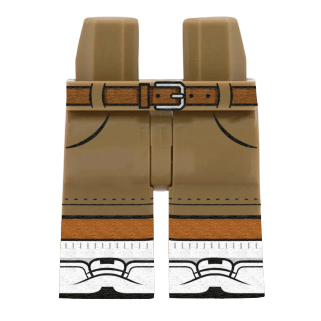 Dark Tan Chino Shorts With White Trainers – Custom Printed Legs - Image 4