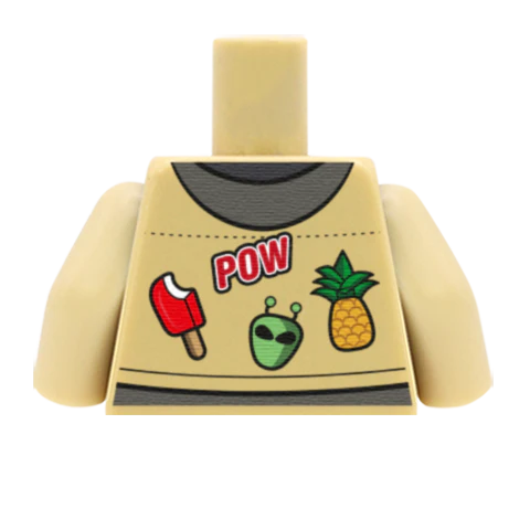 Denim Jacket with Patches - Custom Design Minifigure Torso - Image 50