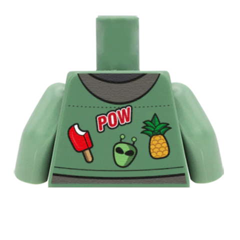 Denim Jacket with Patches - Custom Design Minifigure Torso - Image 58