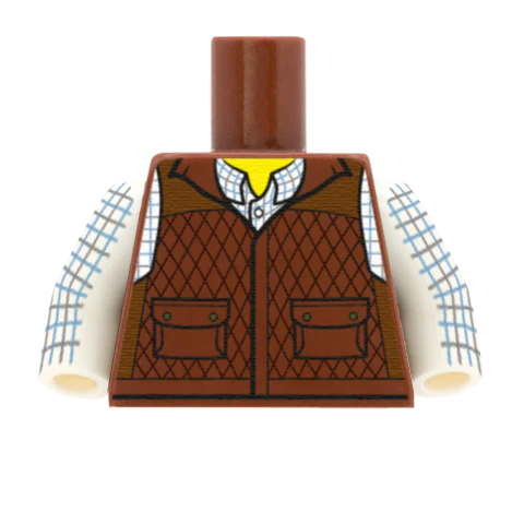 Brown Farmer Gilet - Custom Design Minifigure Torso