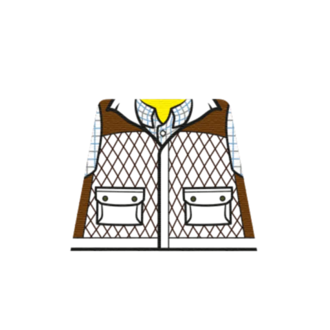 Brown Farmer Gilet - Custom Design Minifigure Torso - Image 2