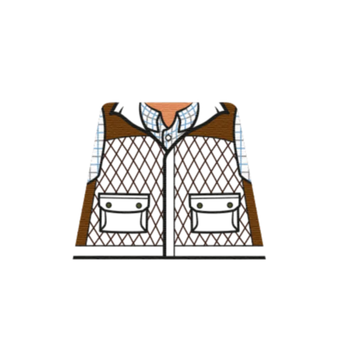 Brown Farmer Gilet - Custom Design Minifigure Torso - Image 4