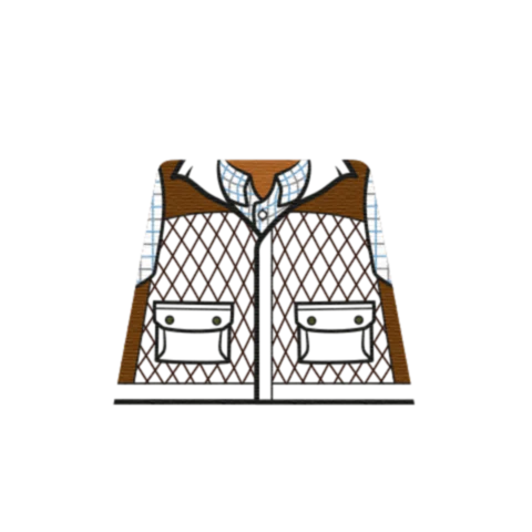 Brown Farmer Gilet - Custom Design Minifigure Torso - Image 5