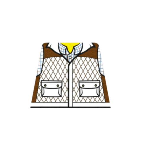Dark Tan Farmer Gilet - Custom Design Minifigure Torso - Image 2