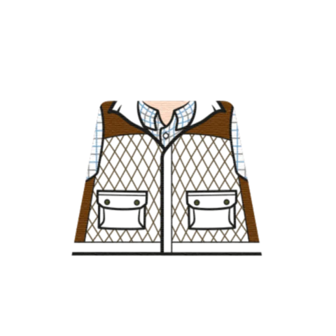 Dark Tan Farmer Gilet - Custom Design Minifigure Torso - Image 3