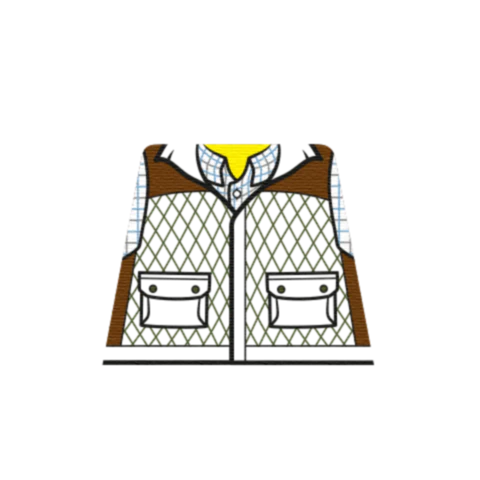 Khaki Farmer Gilet - Custom Design Minifigure Torso - Image 2