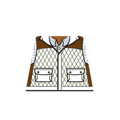Khaki Farmer Gilet - Custom Design Minifigure Torso - Image 5