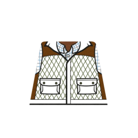 Khaki Farmer Gilet - Custom Design Minifigure Torso - Image 6
