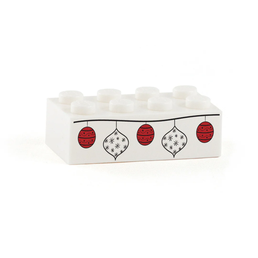 Festive Baubles Display Brick - Custom Printed 2 x 4 Brick