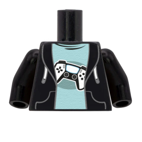 Game Controller Tee Under Hoodie - Custom Design Minifigure Torso