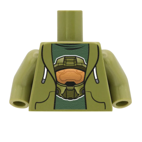 Gaming Tee Under Hoodie (Space Spartan) - Custom Design Minifigure Torso