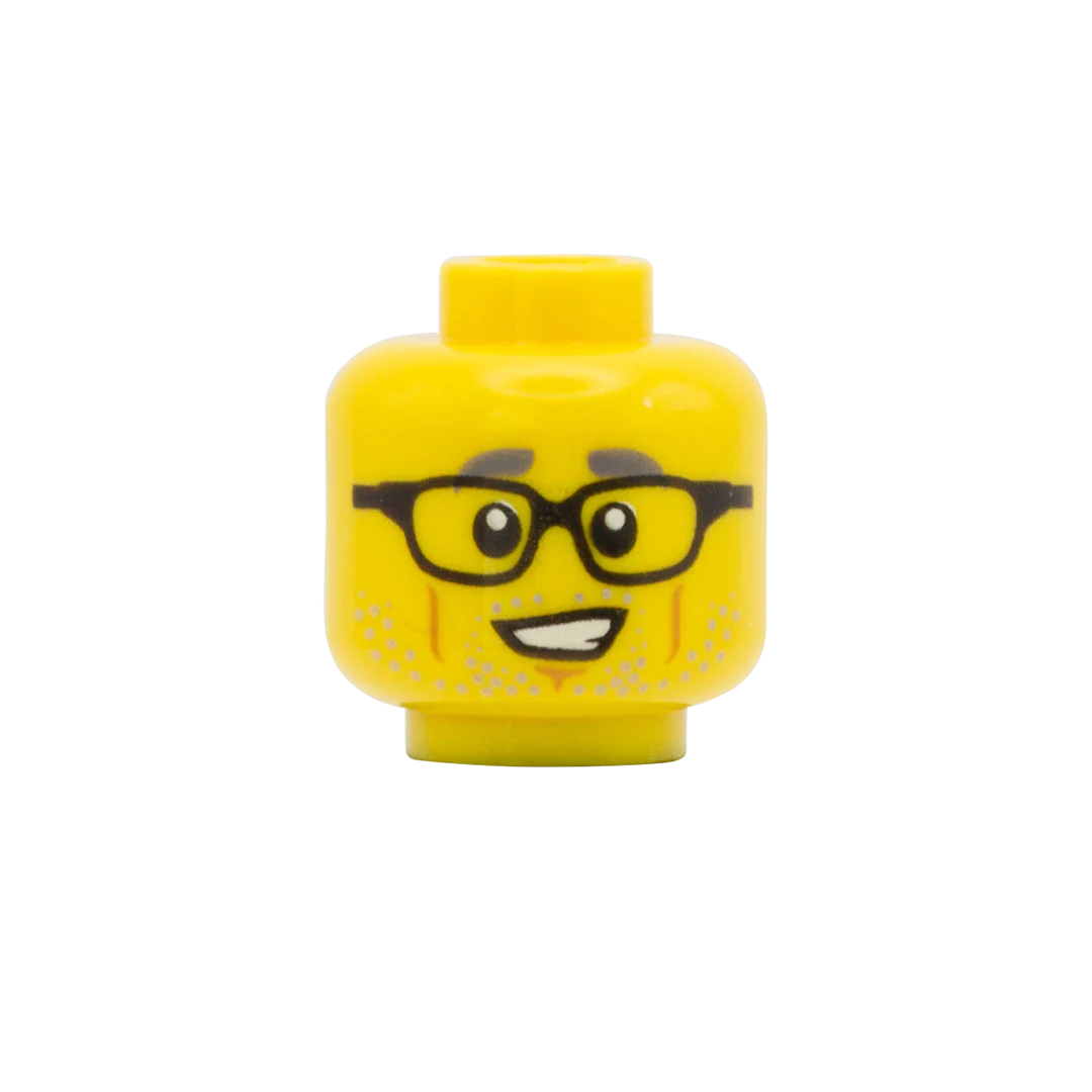 Stubble, Glasses Smirk - LEGO Minifigure Head
