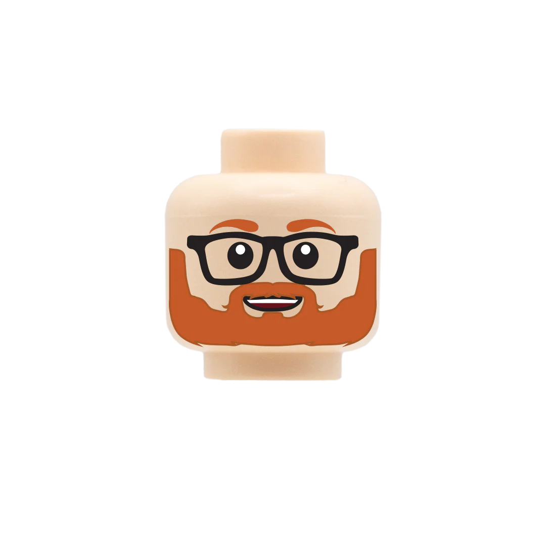 Ginger Beard Glasses Cute Smile - Custom Printed Minifigure Head - Image 3