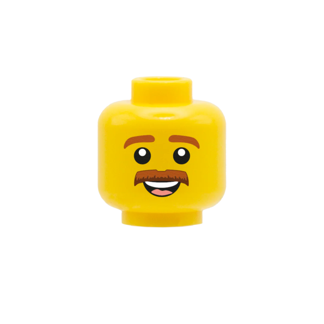 Ginger Moustache Open Smile - LEGO Minifigure Head - Image 2
