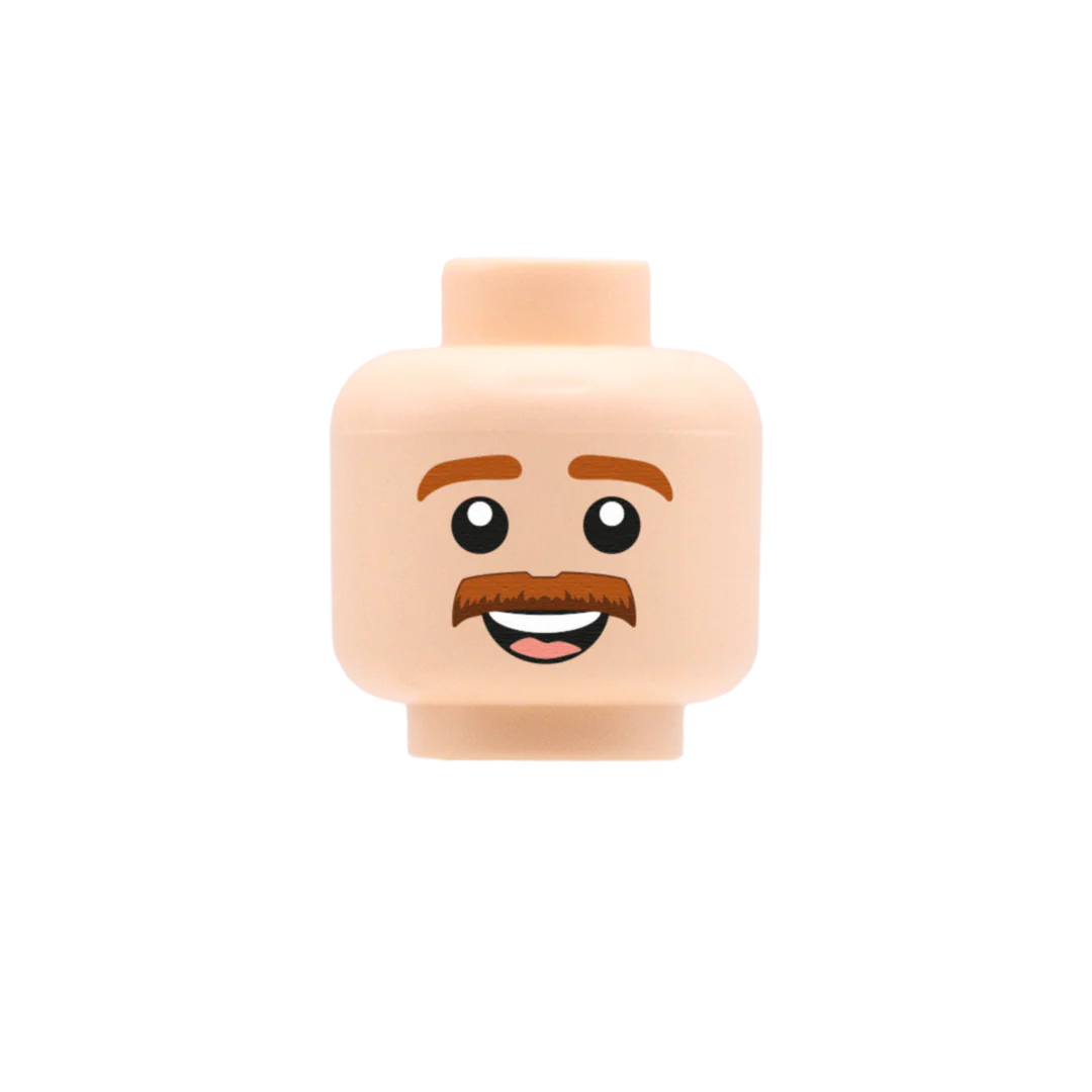 Ginger Moustache Open Smile - LEGO Minifigure Head - Image 3