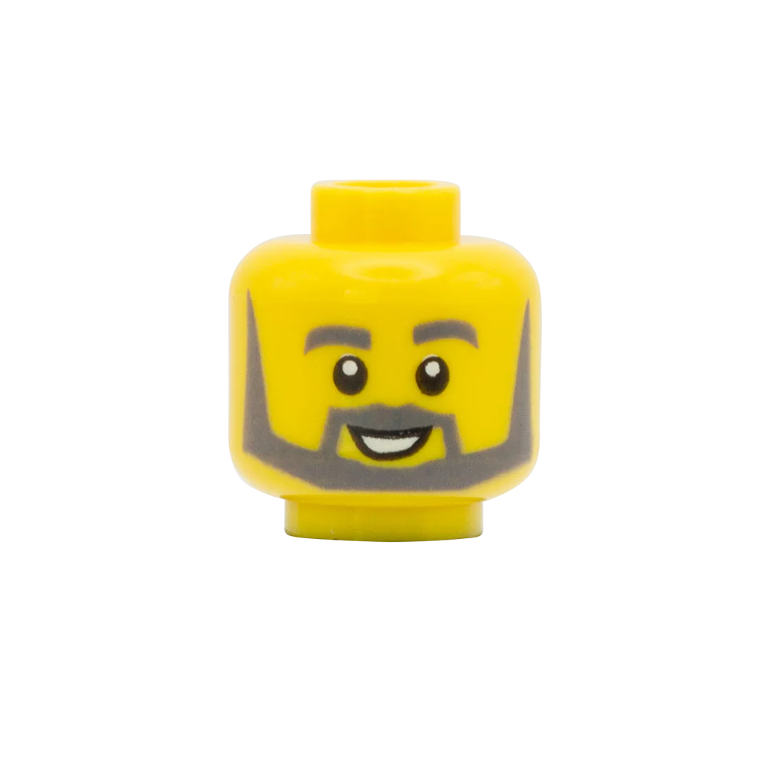 Grey Beard Happy - LEGO Minifigure Head