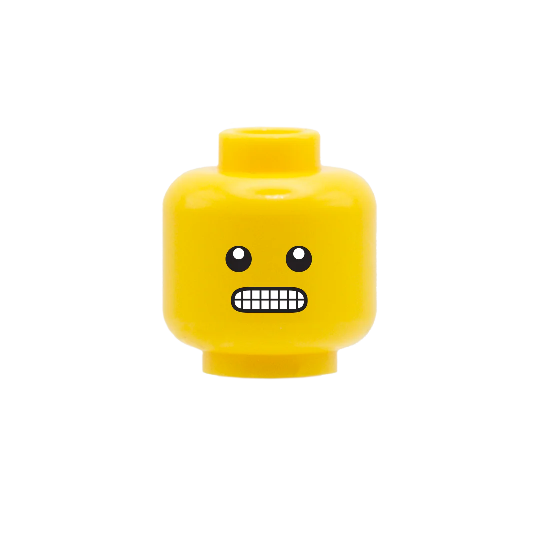 Grimace Emoji Face - Custom Design Minifigure Head