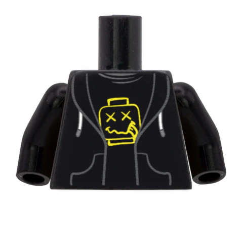 Grunge Band Shirt Under Hoodie - Custom Design Minifigure Torso