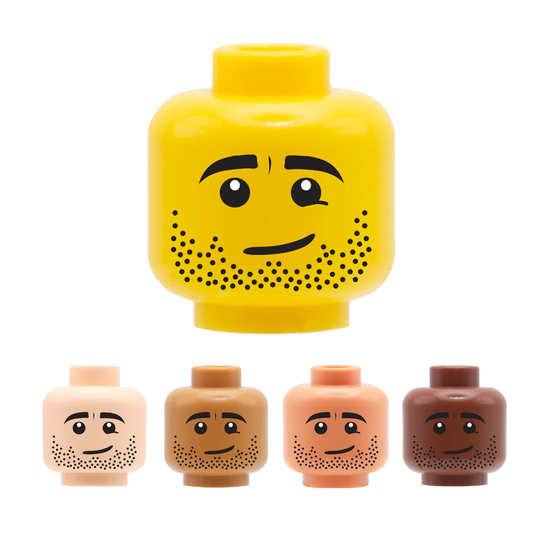 Stubble Smirk - Custom Printed Minifigure Head