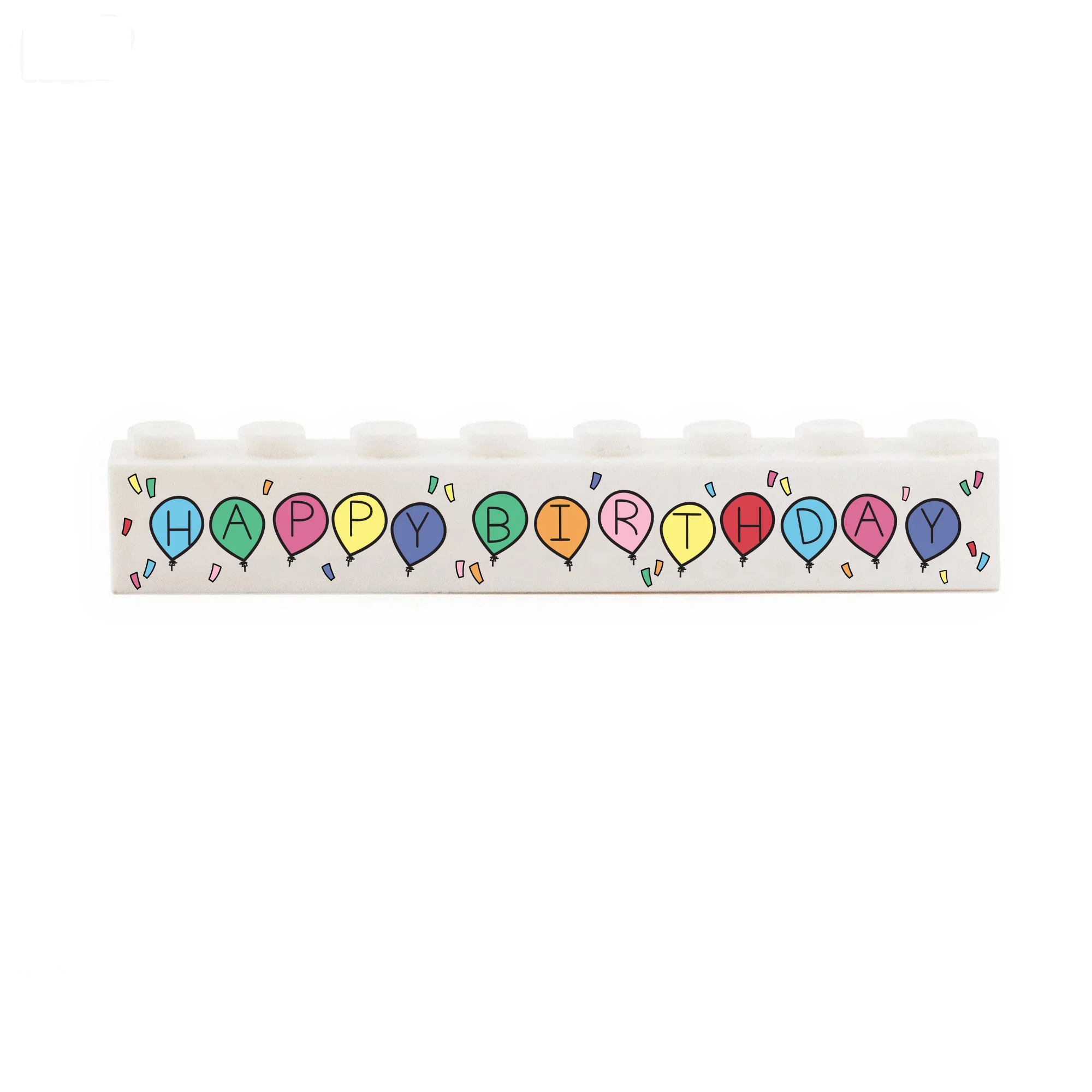 Happy Birthday Balloons - Custom Printed 1 x 8 Brick