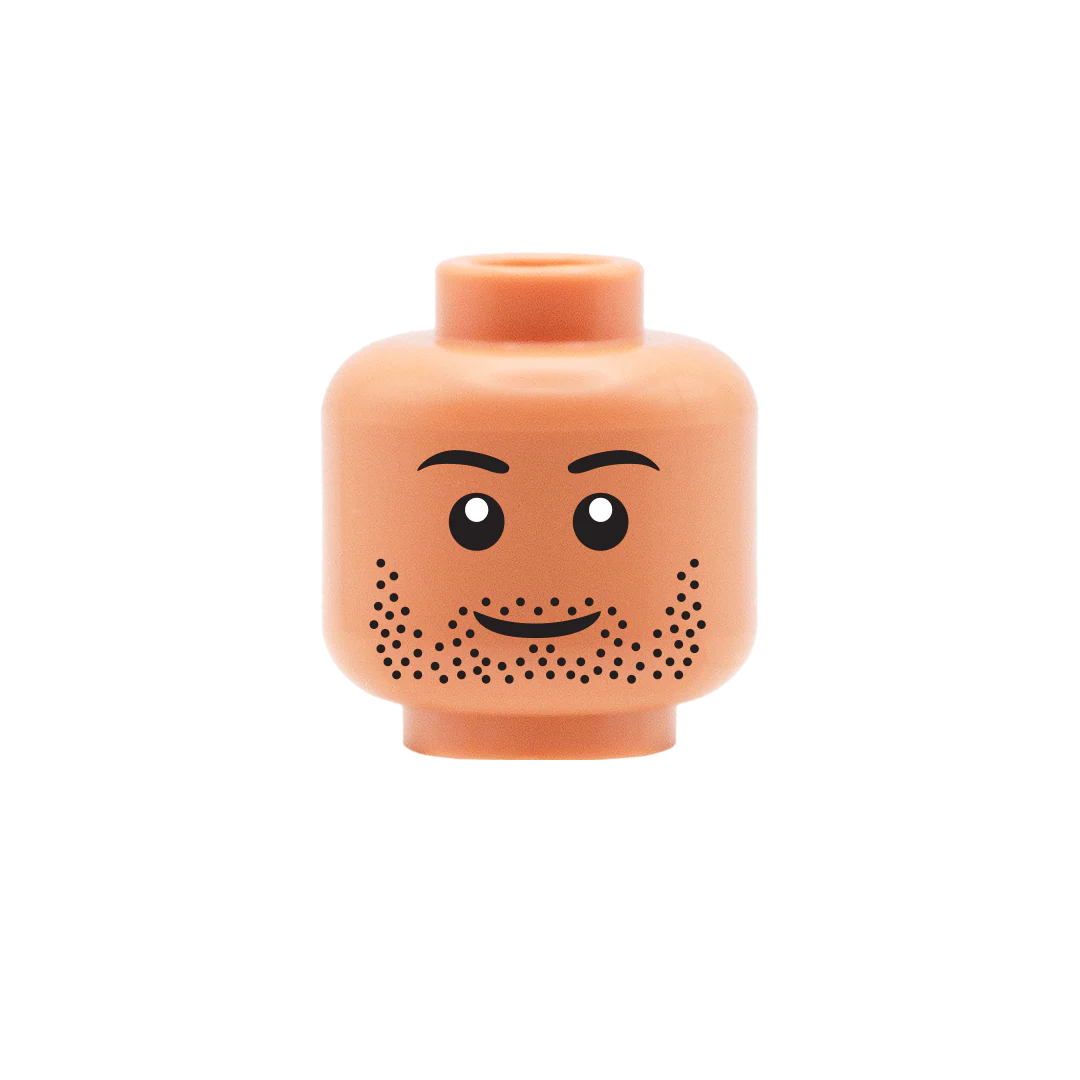 Black Stubble Smile - Custom Printed Minifigure Head - Image 3