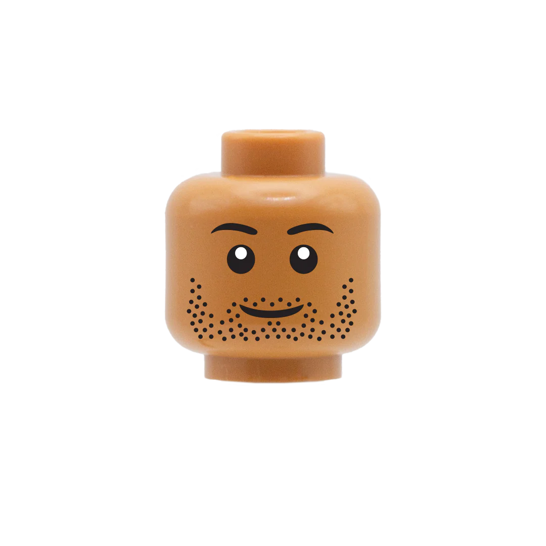 Black Stubble Smile - Custom Printed Minifigure Head - Image 4