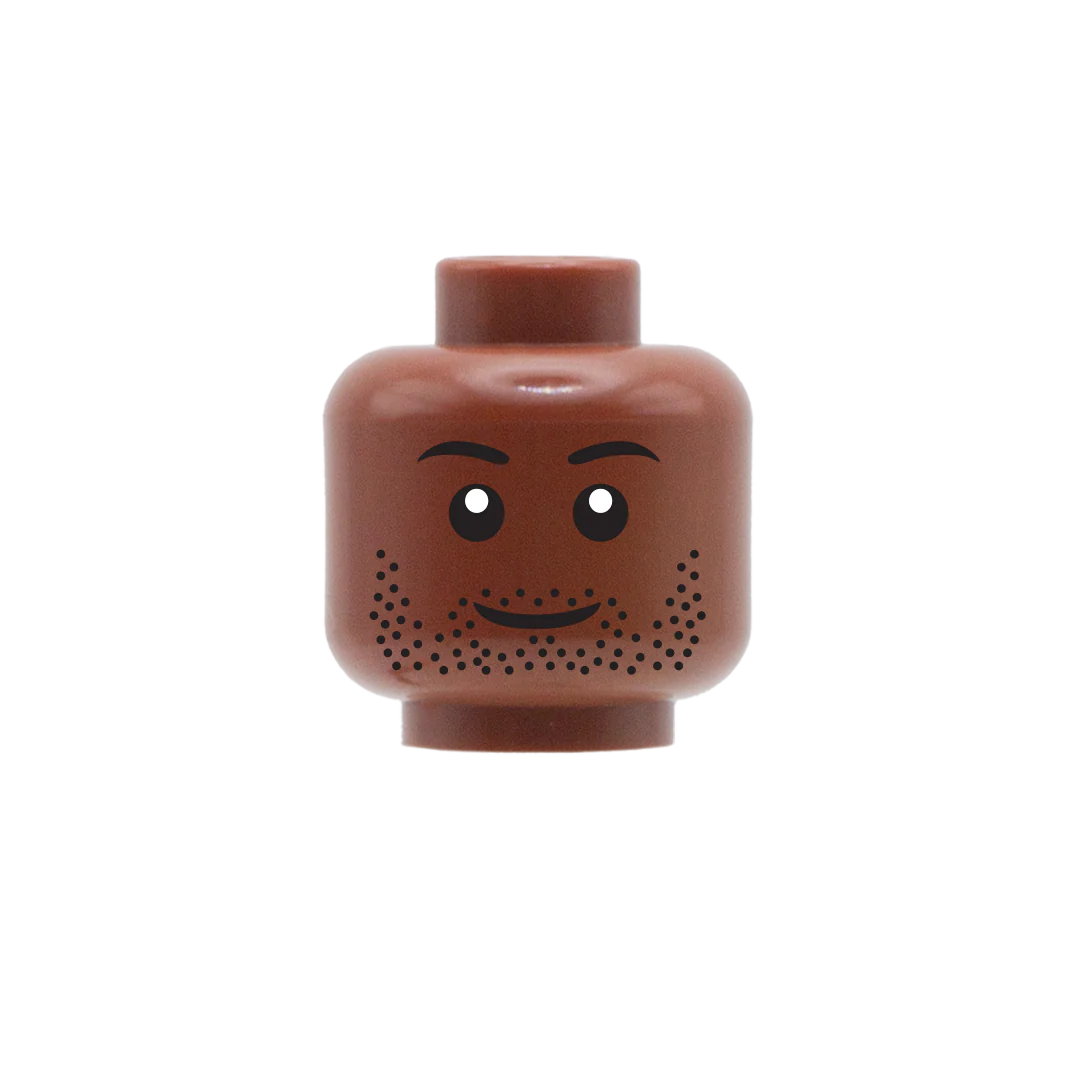 Black Stubble Smile - Custom Printed Minifigure Head - Image 5