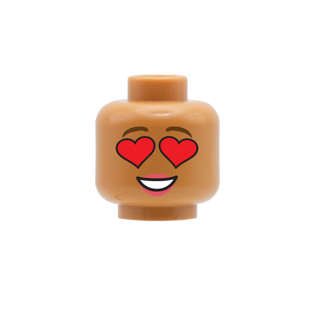 Heart Eyes, Pink Lips - Custom Printed Minifigure Head - Image 5