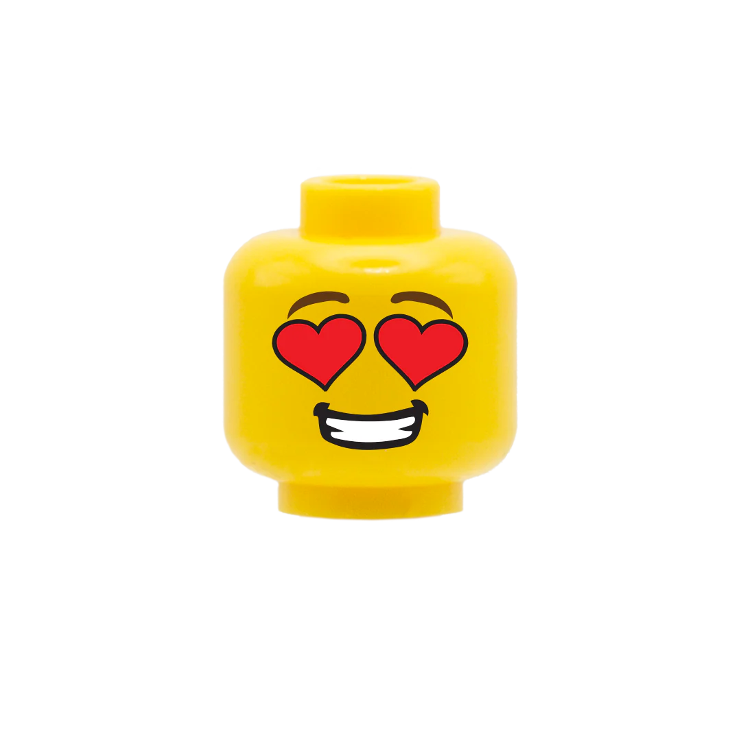 Heart Eyes, Big Grin - Custom Printed Minifigure Head - Image 2