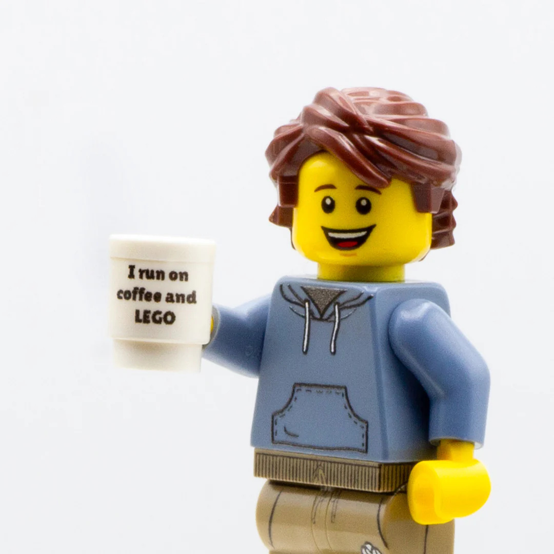 I Run on Coffee and LEGO Mug - Custom Designed LEGO Piece - Image 2