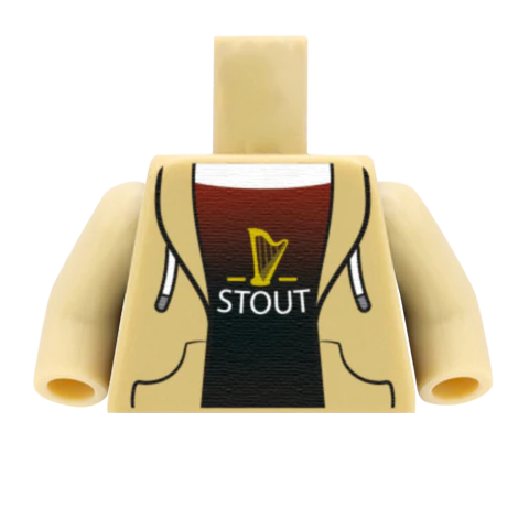 Irish Stout Tee Under Hoodie - Custom Design Minifigure Torso