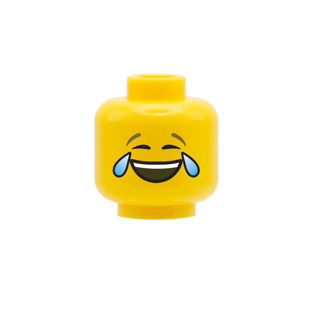 Laughing Emoji Face - Custom Design Minifigure Head