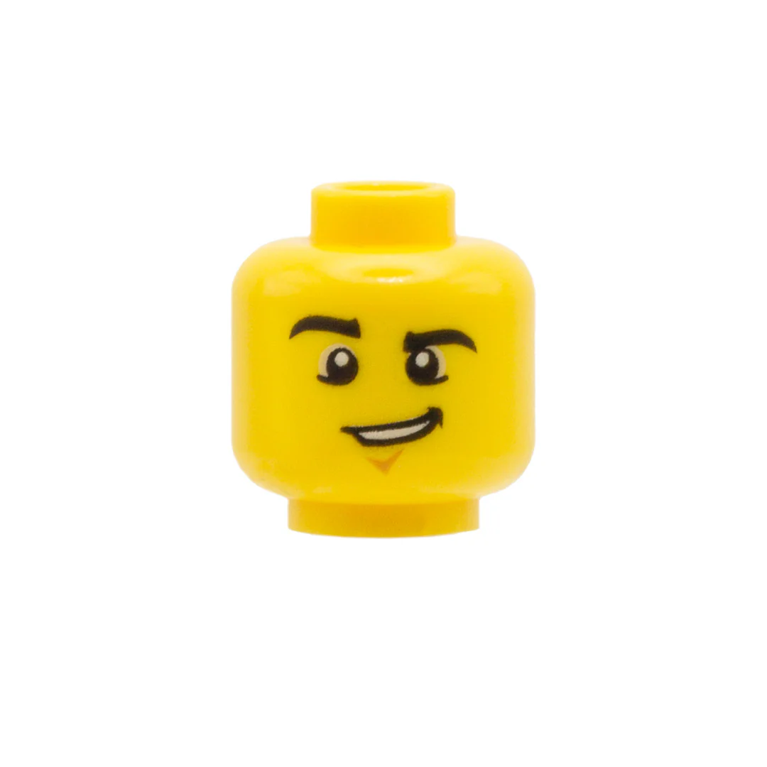 Cheeky Grin, Raised Eyebrow - LEGO Minifigure Head