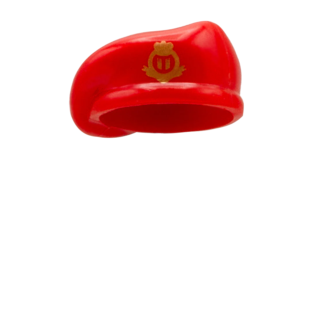 LEGO Red Beret with Golden Badge - Brickforge Minifigure Hat